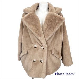 NEW Ophelia Roe faux fur teddy coat double breasted
